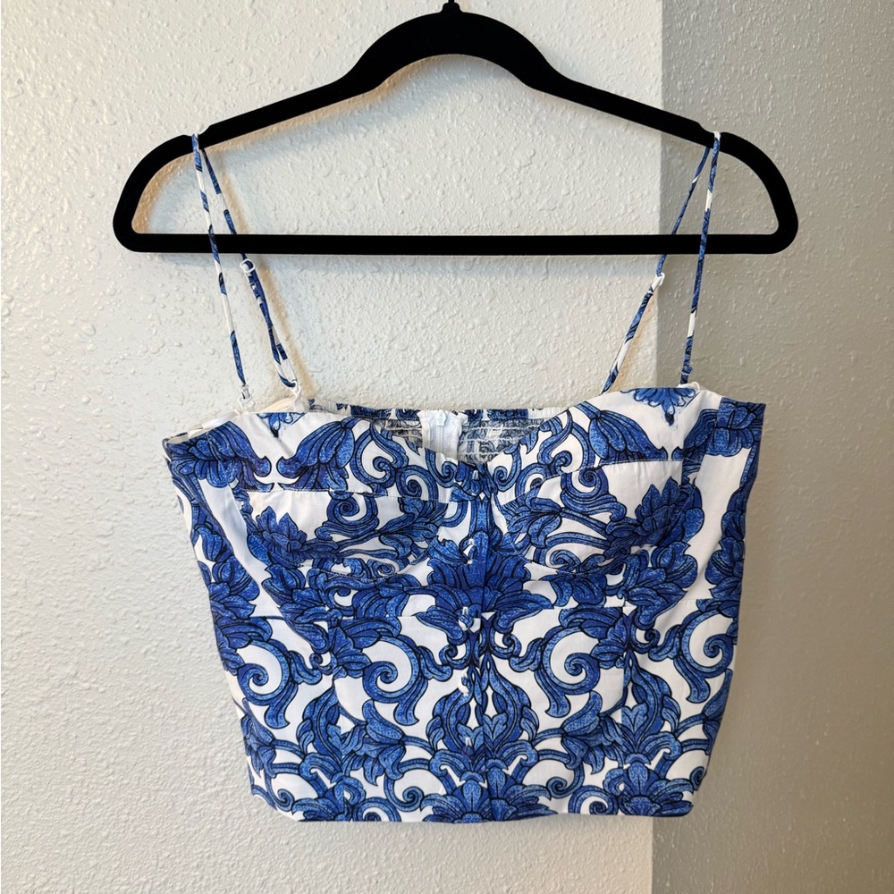 Antonio Melani Blue & White Corset Crop Top  
Size 10